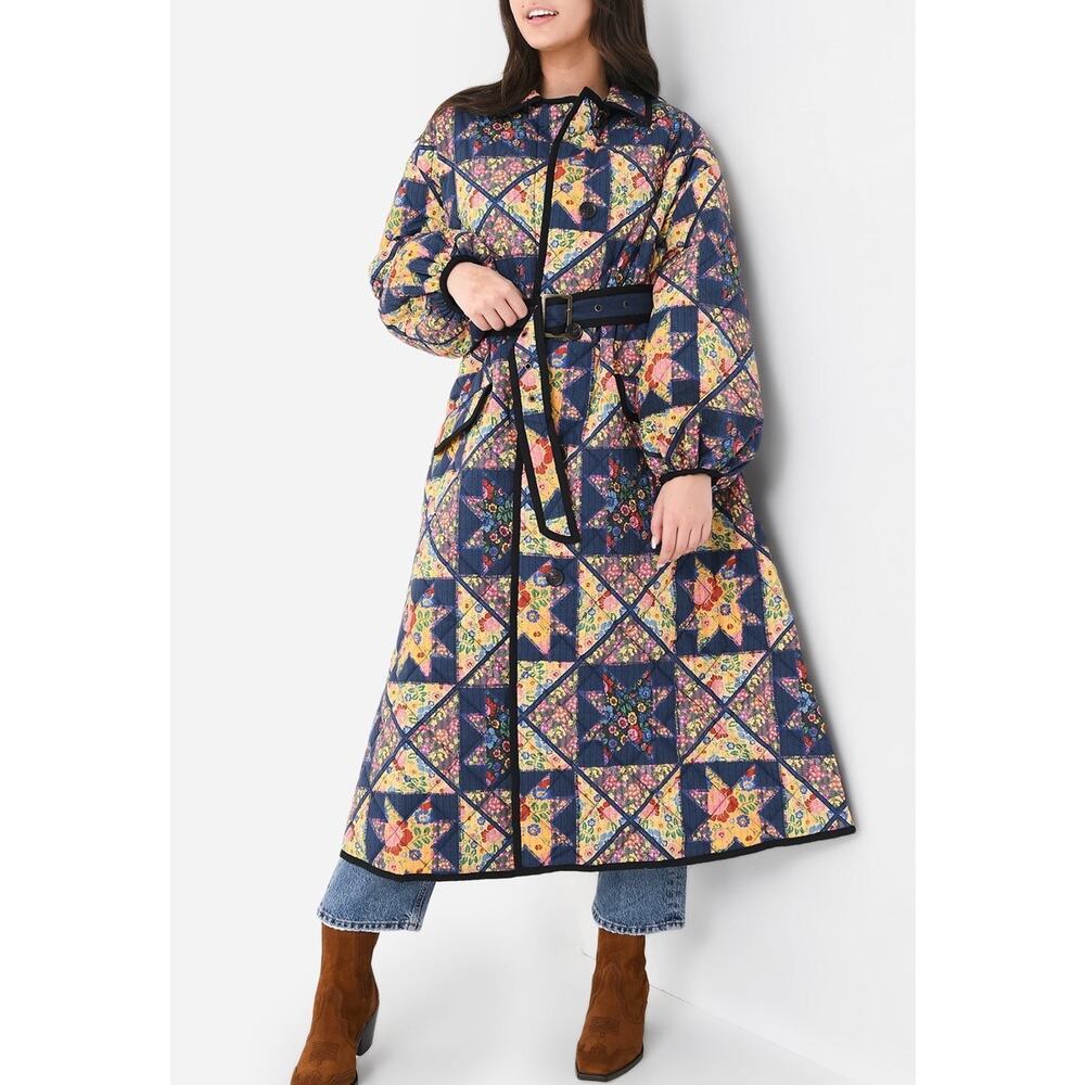 Hunter Bell Patchwork Coat Women’s Small Wales Hightower Boho Chic Retired Rare - Picture 3 of 16